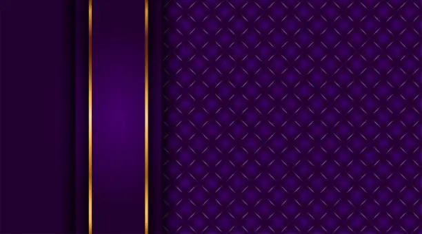 Vector illustration of Luxury golden line background elegant purple shades in 3d abstract style. Luxurious gold illustration modern template deluxe overlap layer design