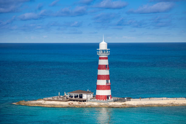 istock A cape on an exotic tropical island with a lighthouse built on it 1395206083