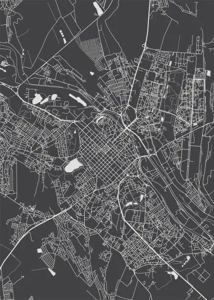 Vector illustration of City map Chisinau, monochrome detailed plan, vector illustration
