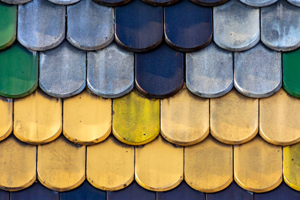 roof tiles of stephen's cathedral on stephansplatz square in vienna, austria - stephansplatz imagens e fotografias de stock