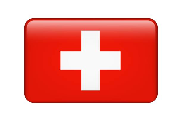 istock Switzerland National flag. Vector icon. Glass button for web, app, ui. Glossy banner. 1395211458