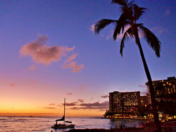 istock Sunset at Waikiki beach 1395214052