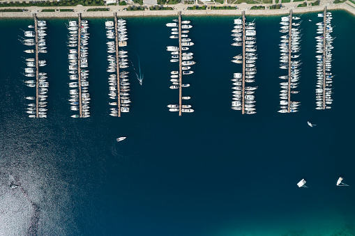 Marina bay with sailboats and yachts