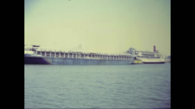 United states 1958, Merchant ship docked at the port