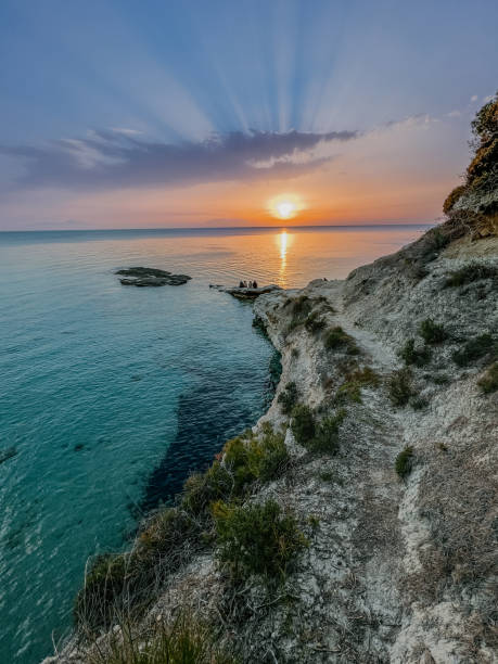 Beautiful sunset over the Aegean sea in Greece.