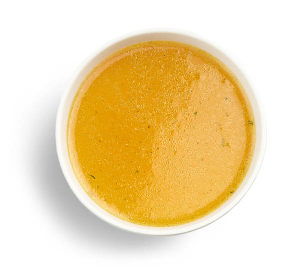 bowl of fresh chicken broth