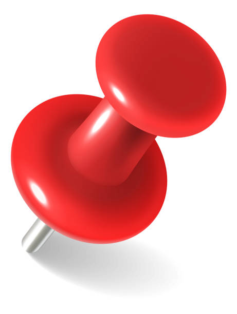 istock Pin paper clip. Realistic red pushpin, plastic button with metal needle, thumbtack for attaching reminders to note board, office stationery isolated 3d element, vector isolated object 1395225346