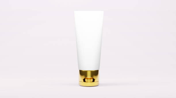 istock White and Golden color  bottle package 3D rendering 1395226346