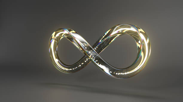 istock 3d render Glass Infinity symbol with neon gold in loop animation with alpha channel 1395229656