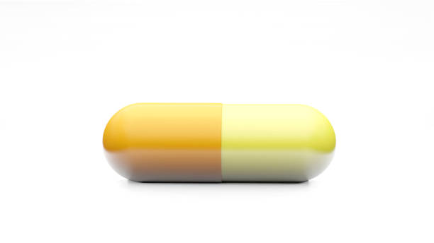 istock Capsules isolated on white background . Medical Pill Icon Closeup Isolate , Three dimensions 1395230157