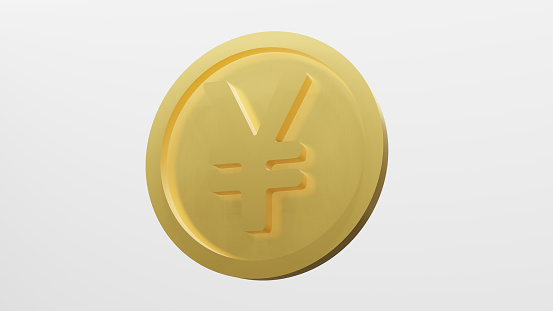 yuan currency gold coin , 3D rendering