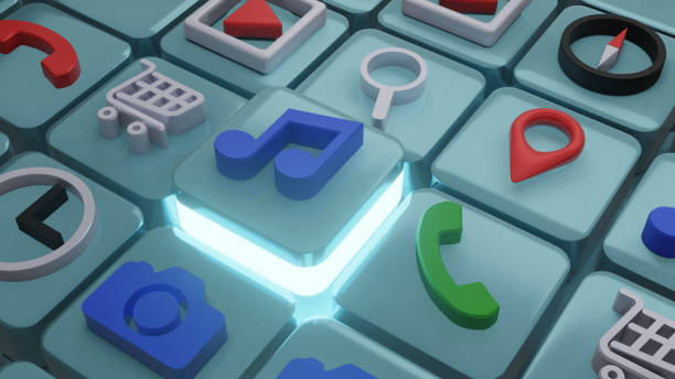 istock Music notes, song, melody icon on square shape , 3d rendering 1395234070
