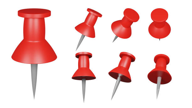 istock Isolated red  pin  set on white background. 3D rendering Illustration 1395237820