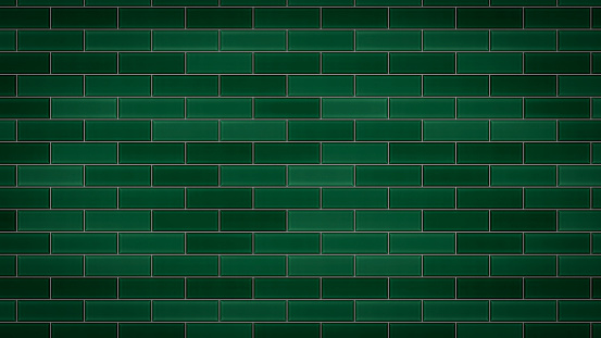 Close up shot of green herringbone brick flooring tile