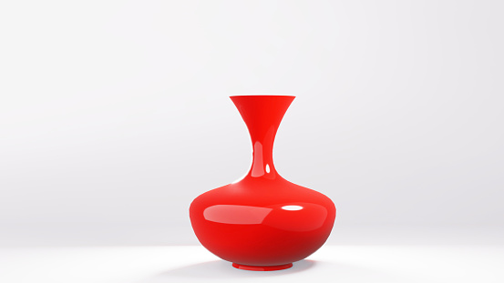 red  curved vases 3d render