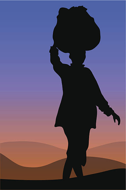 African Woman Silhouette vector art illustration