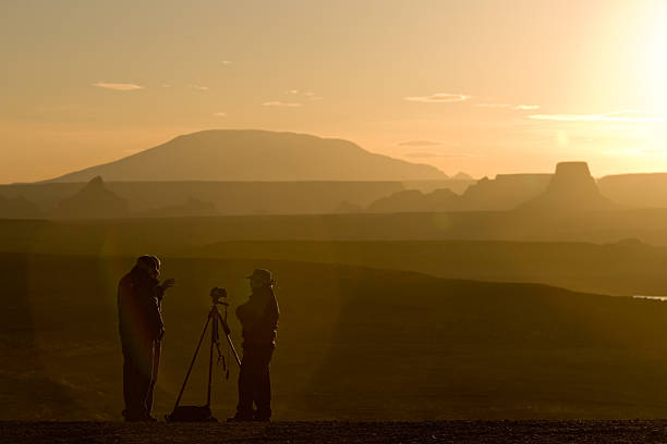 Photographing Mt Navaho stock photo
