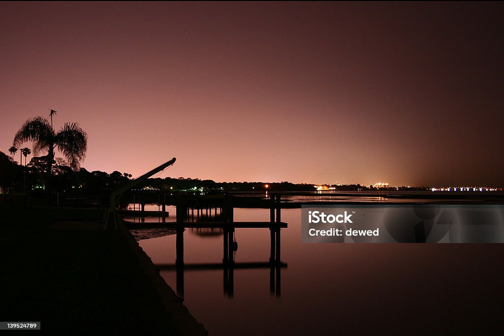 sarasota bay skyline shot at night across Sarasota Bay towards St Armands Circle Circle Stock Photo