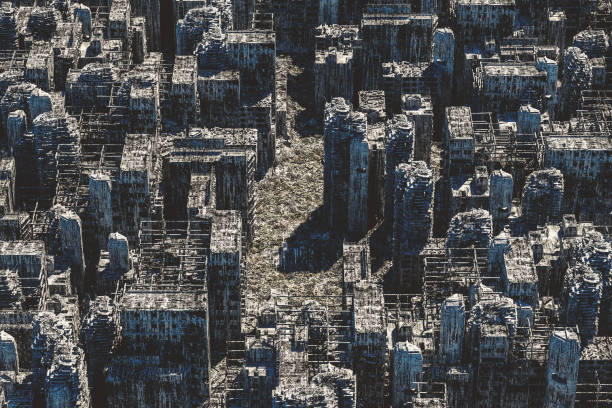 Destroyed city from above