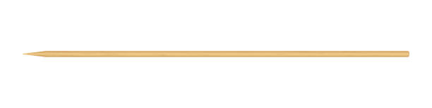 istock Wooden skewer with pointed tip. Disposable bamboo thin long skewer. Chopstick. Chinese food stick. Wooden toothpick. Isolated realistic vector illustration on white background 1395254001