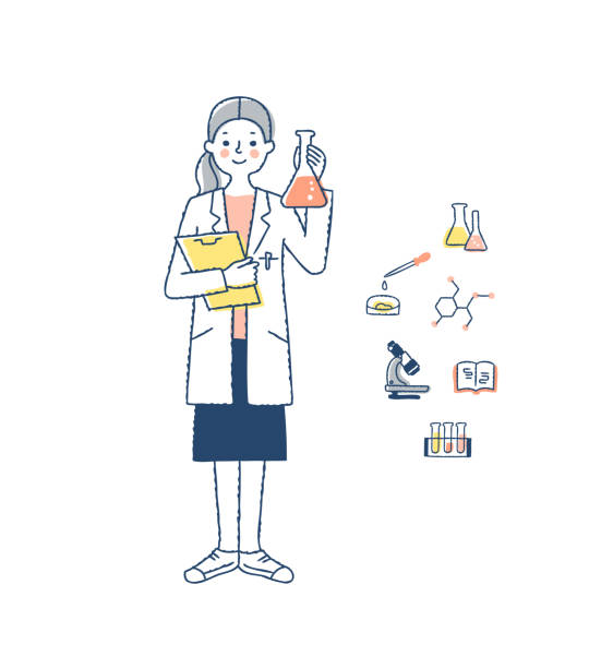 ilustrações de stock, clip art, desenhos animados e ícones de scientist women and items - histotechnician