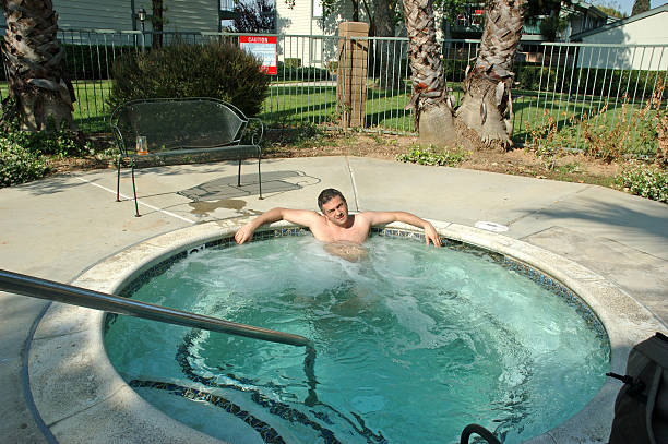 Relaxing in hot tub