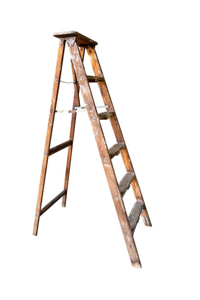 istock Old wood ladder on white background. Clipping path. 1395262023