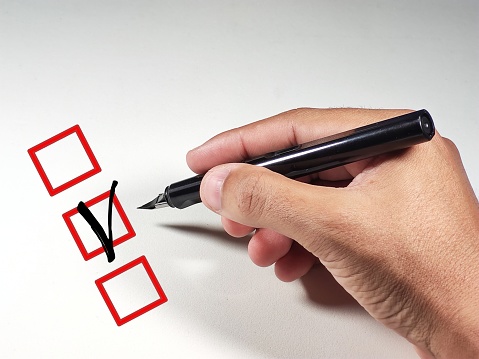 black check mark in checklist