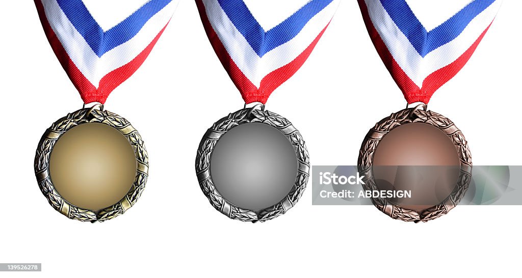Золотые, серебряные и бронзовые медали & - Стоковые фото Бронза роялти-фри