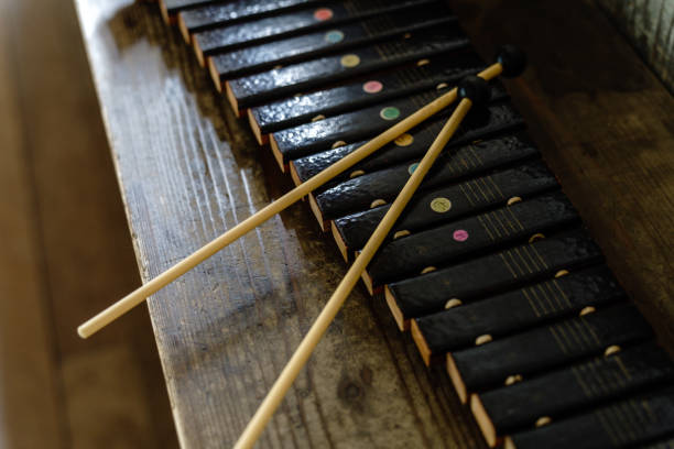 istock Old xylophone on abandoned Japanese elementary school 1395263664