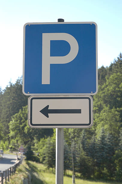 sign: parking left stock photo