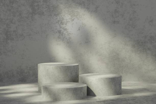 istock Empty 3D display product beige minimal scene with geometric podium platform.Cosmetics or beauty product promotion mockup. 3D render. Mock up for exhibitions. 1395266346