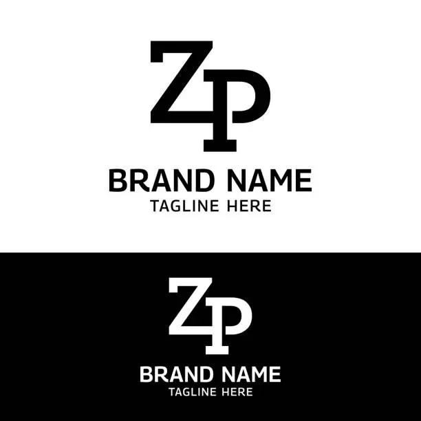 Vector illustration of Z P ZP PZ Letter Monogram Initial  Design Template