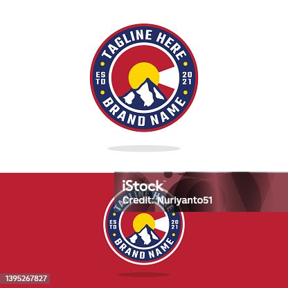 istock Mountain Shape with Letter C Colorado  Emblem Stamp in Retro Style Logo Design Template. 1395267827