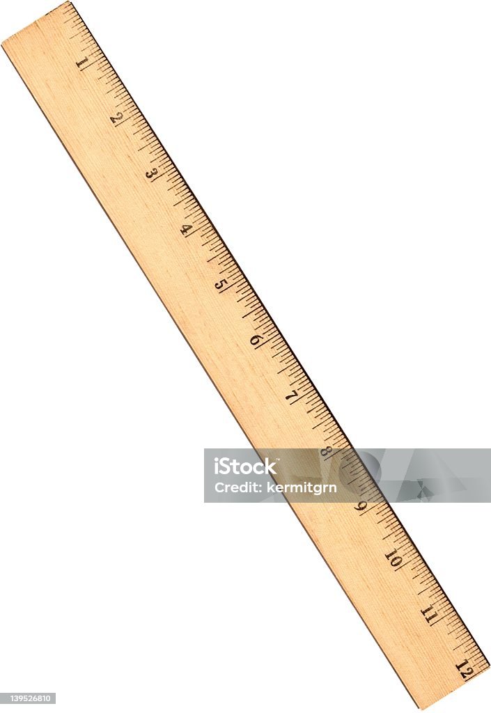 Close up of a ruler against white background Standard One Foot Ruler Ruler Stock Photo