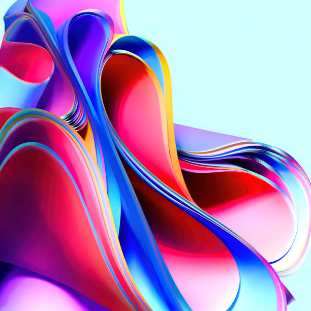 istock 3d rendering Curve Dynamic watercolor texture blend Fluid Liquid Wallpaper. Light Pastel Cold Color Colorful Swirl Gradient Mesh. Bright Pink Vivid Vibrant Smooth Surface. 1395270269