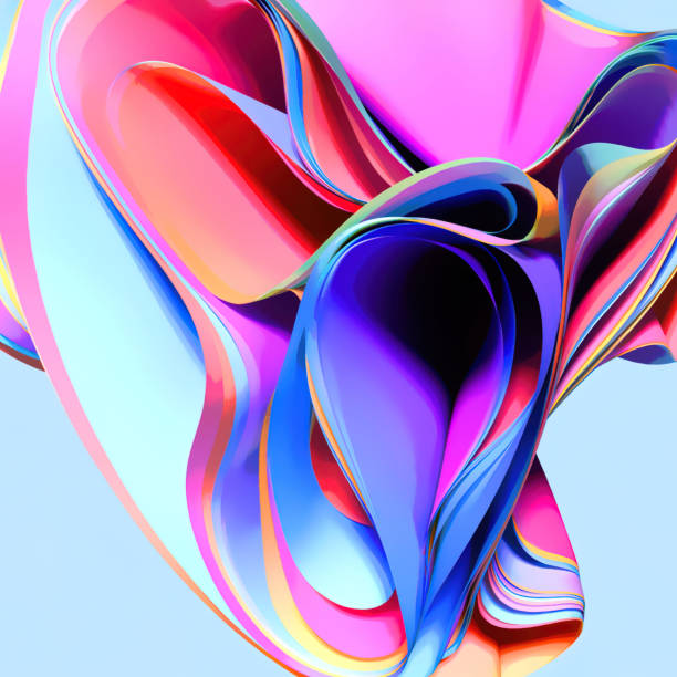istock 3d rendering Curve Dynamic watercolor texture blend Fluid Liquid Wallpaper. Light Pastel Cold Color Colorful Swirl Gradient Mesh. Bright Pink Vivid Vibrant Smooth Surface. 1395270275