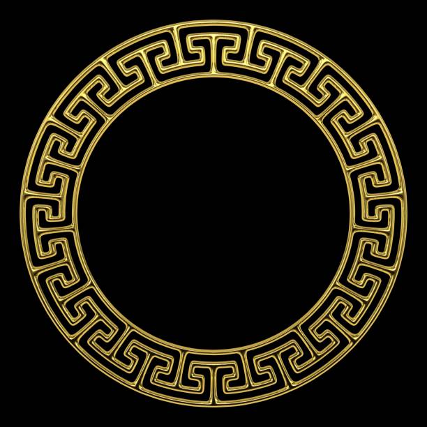 elegant luxury circular ornamental gold frame. - greek revival style imagens e fotografias de stock