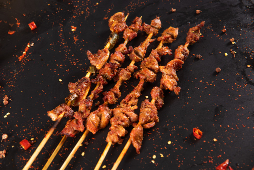 Kebab. Grilled barbecue meat with spices.