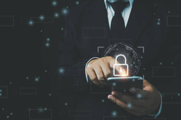 istock cyber security internet and networking concept, Business man using mobile phone for Protect personal data on tablets and the Internet. data security protection privacy concept. 1395271164