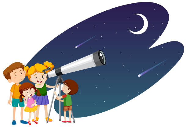 istock Astronomy theme with kids looking at stars 1395274671
