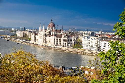 View of the parliament building in Budapest city, Hungary