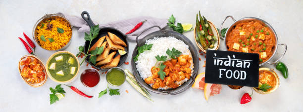 istock Indian food assortment on light background. 1395278009