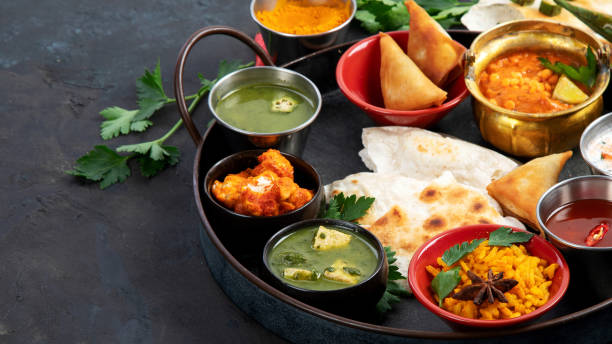 istock Indian Thali on dark background. 1395278753