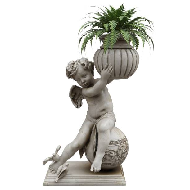 istock Park sculpture boy with a vase isolated on white background 3d illustration 1395279201