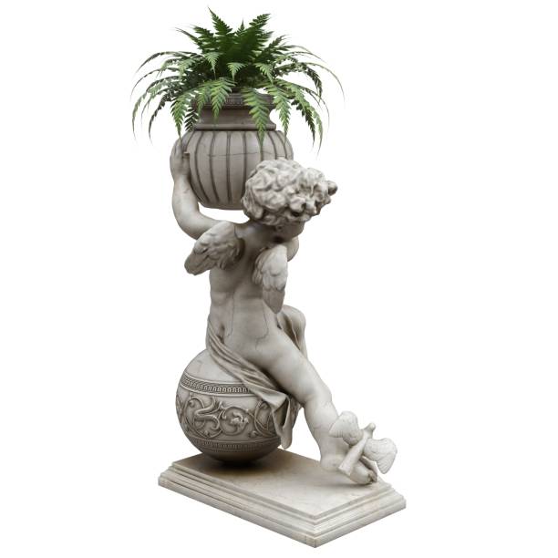 istock Park sculpture boy with a vase isolated on white background 3d illustration 1395279507