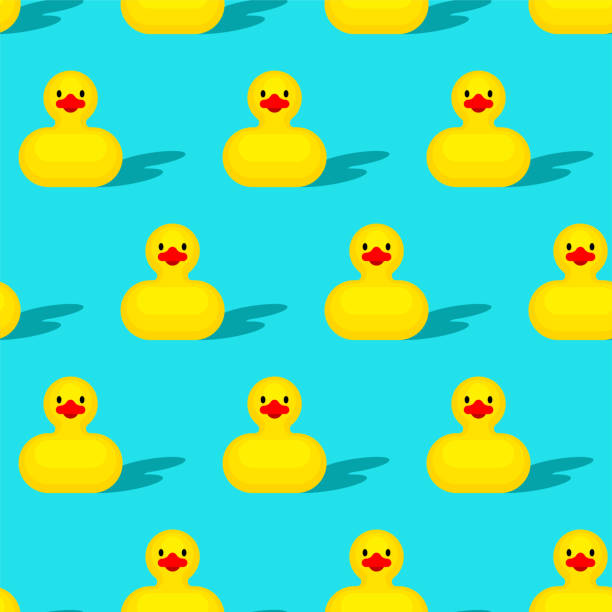 istock Rubber duck pattern seamless. Children's toy background. Baby fabric ornament 1395279833