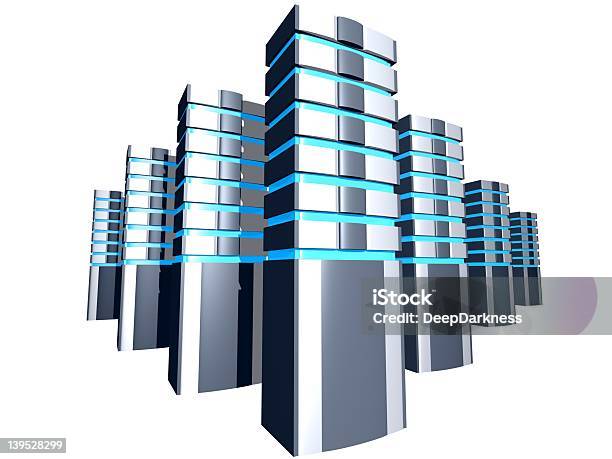 Serwer Towers W Grupie - zdjęcia stockowe i więcej obrazów Sprzęt komputerowy - Sprzęt komputerowy, Technologia, Błyszczący