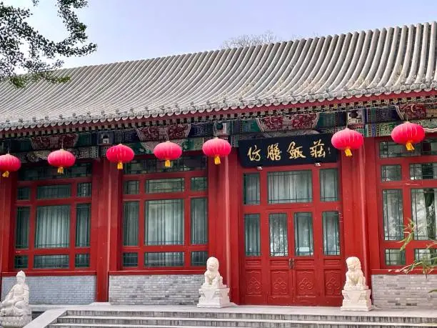 April 23, 2022; Beijing China; A traditional building in historic Beihai Park , the historic winter Imperial Gardens, Beijing China.