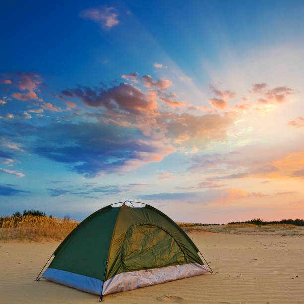 istock touristic tent in a evening sand desert 1395288366